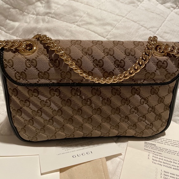 Gucci Marmont small shoulder bag beige/ebony GG canvas - Picture 9 of 13